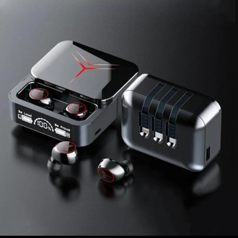 M88 Plus TWS Wireless Earbuds With 3 Cables LED Display Type C 9D Sterio HIFI Audio Bluetooth Earphones Headset with Power Bank