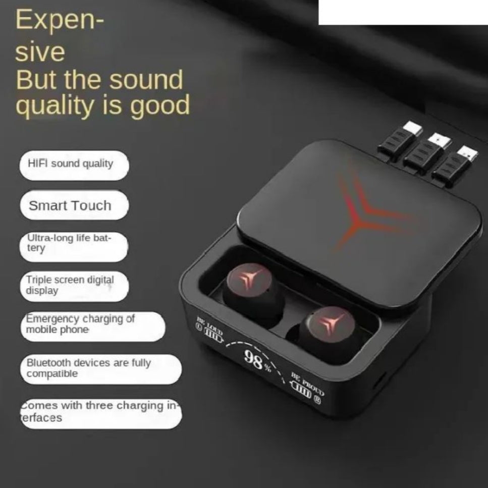 M88 Plus TWS Wireless Earbuds With 3 Cables LED Display Type C 9D Sterio HIFI Audio Bluetooth Earphones Headset with Power Bank