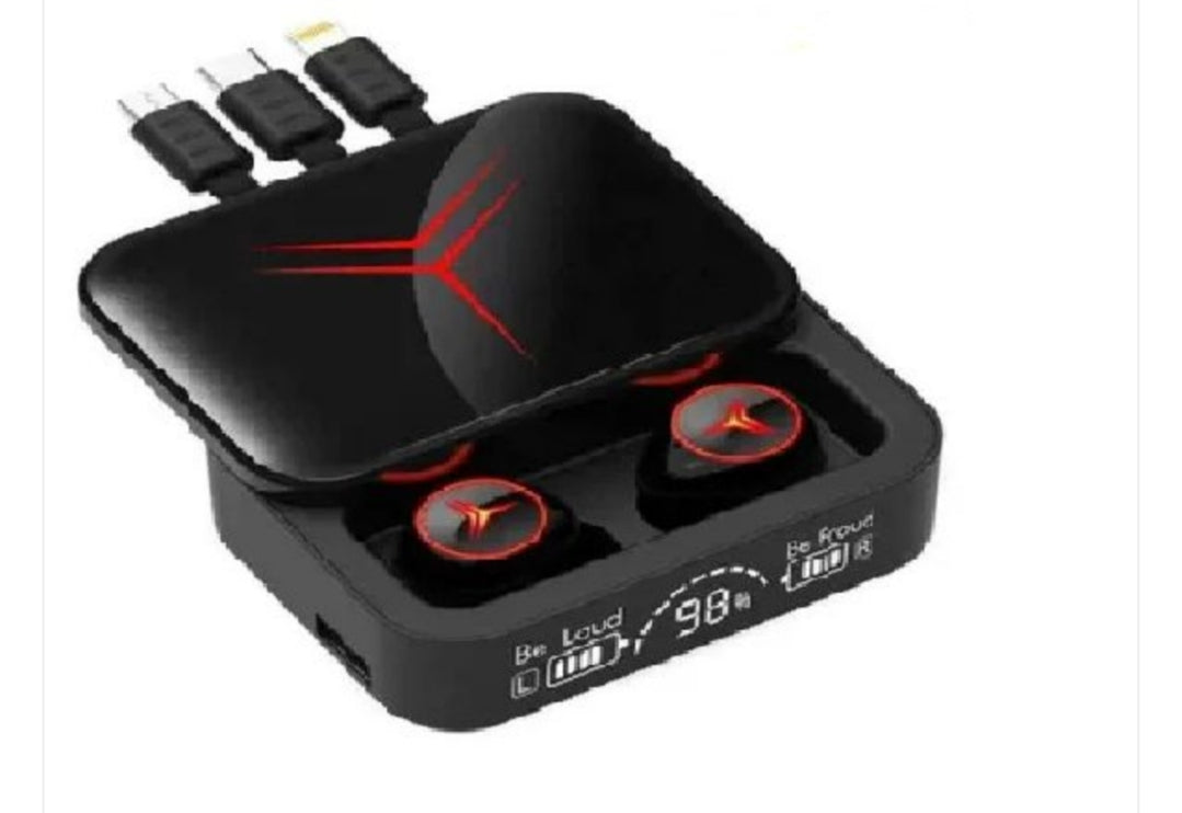 M88 Plus TWS Wireless Earbuds With 3 Cables LED Display Type C 9D Sterio HIFI Audio Bluetooth Earphones Headset with Power Bank