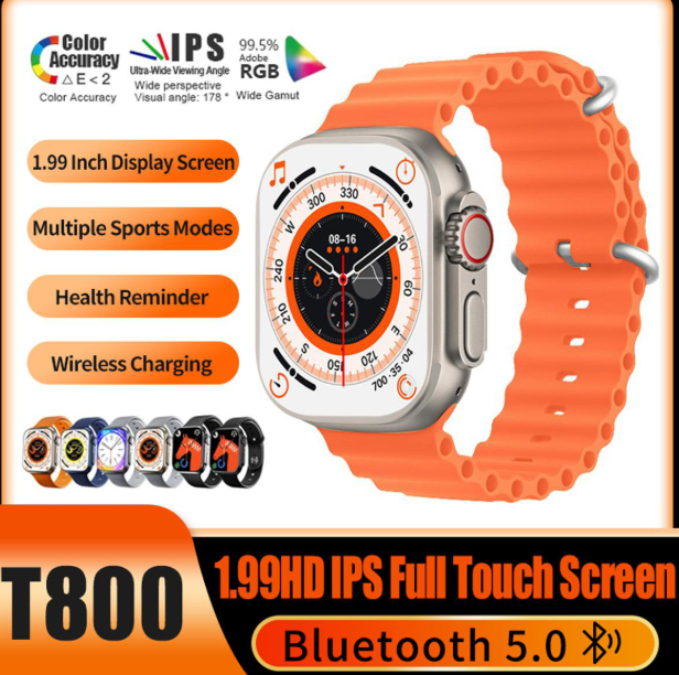 T800Ultra Smart Watch Series Bluetooth Call Smartwatch With Ocean Strap Wireless Charging Best Battery Timing