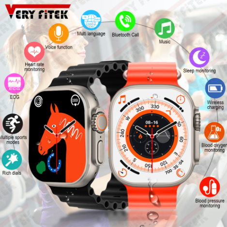 T800Ultra Smart Watch Series Bluetooth Call Smartwatch With Ocean Strap Wireless Charging Best Battery Timing