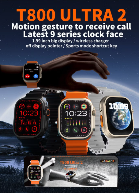 T800Ultra Smart Watch Series Bluetooth Call Smartwatch With Ocean Strap Wireless Charging Best Battery Timing