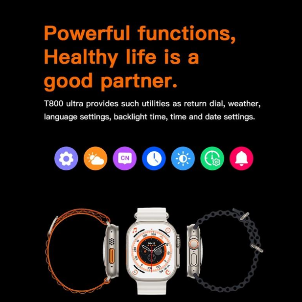 T800Ultra Smart Watch Series Bluetooth Call Smartwatch With Ocean Strap Wireless Charging Best Battery Timing