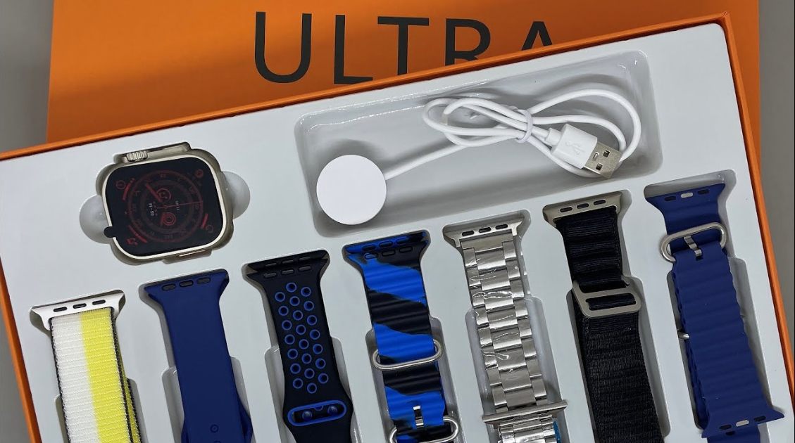 7 in 1 Ultra Smart Watch – Wireless Touch, 499MM Screen, Wrist Power & Long-Lasting Battery 7 in 1 straps