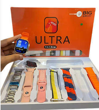 7 in 1 Ultra Smart Watch – Wireless Touch, 499MM Screen, Wrist Power & Long-Lasting Battery 7 in 1 straps