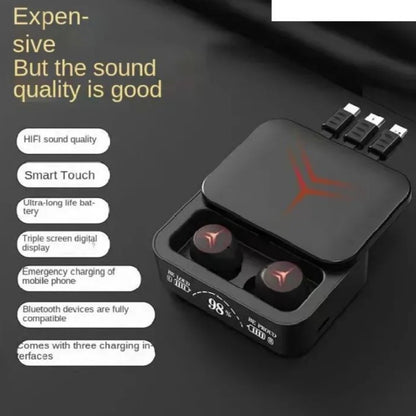 M88 Plus TWS Wireless Earbuds With 3 Cables LED Display Type C  9D Sterio HIFI Audio Bluetooth Earphones Headset with Power Bank