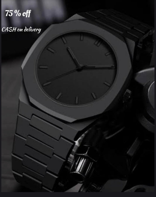 Aura Quartz Watch Black Lightweight Design Arabic Dial Black Aura Arabic Watch For Men Trendy Fiber Plastic Timepiece With Arabic Numerals