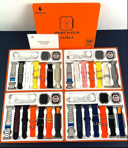 7 in 1 Ultra Smart Watch – Wireless Touch, 499MM Screen, Wrist Power & Long-Lasting Battery 7 in 1 straps